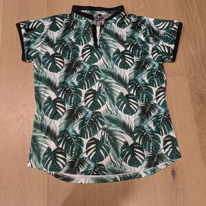Tropical Leaf Print Equestrian Shirt